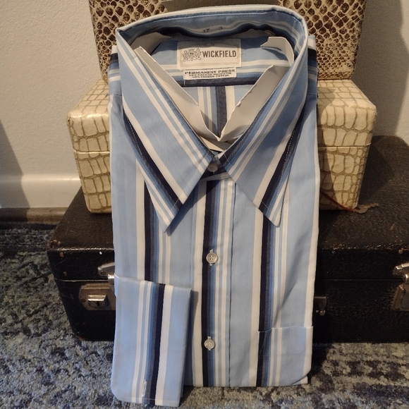 Men's mint 17" Vintage 70's dead stock Wickfield button down shirt - Picture 1 of 9